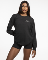 Move Studio Womens Heavyweight Long Sleeve - Washed Black - Pilates Athletic Club Logo