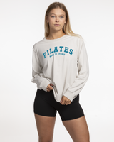 Move Studio Womens Heavyweight Long Sleeve - Washed Bone - Collegiate Logo