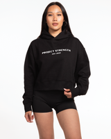 Project Strength Womens Crop Hoodie - Black