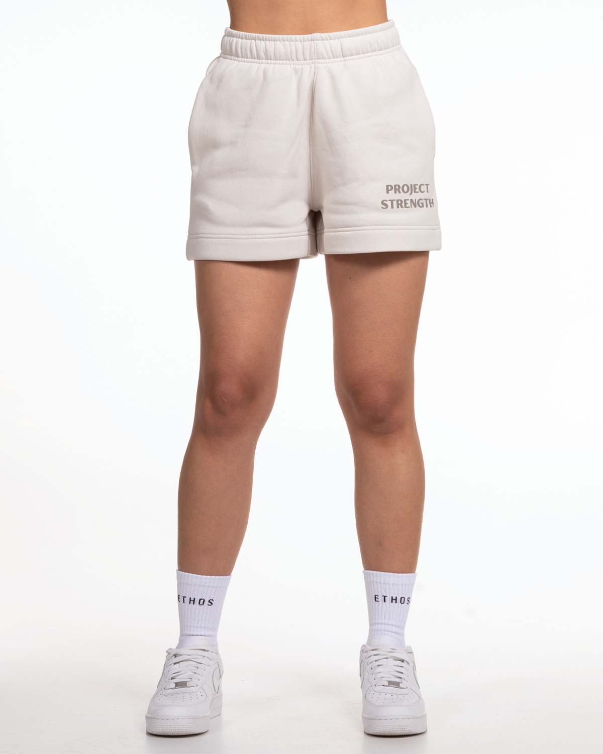 Project Strength Womens Sweat Shorts - Bone