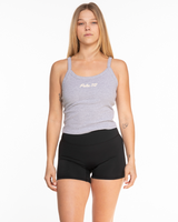 Pulse 712 Micro Rib Strappy Crop Tank - Heather