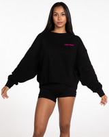 The Oversized Crop - Black - Punch Therapy - Left Chest & Back Center - Pink