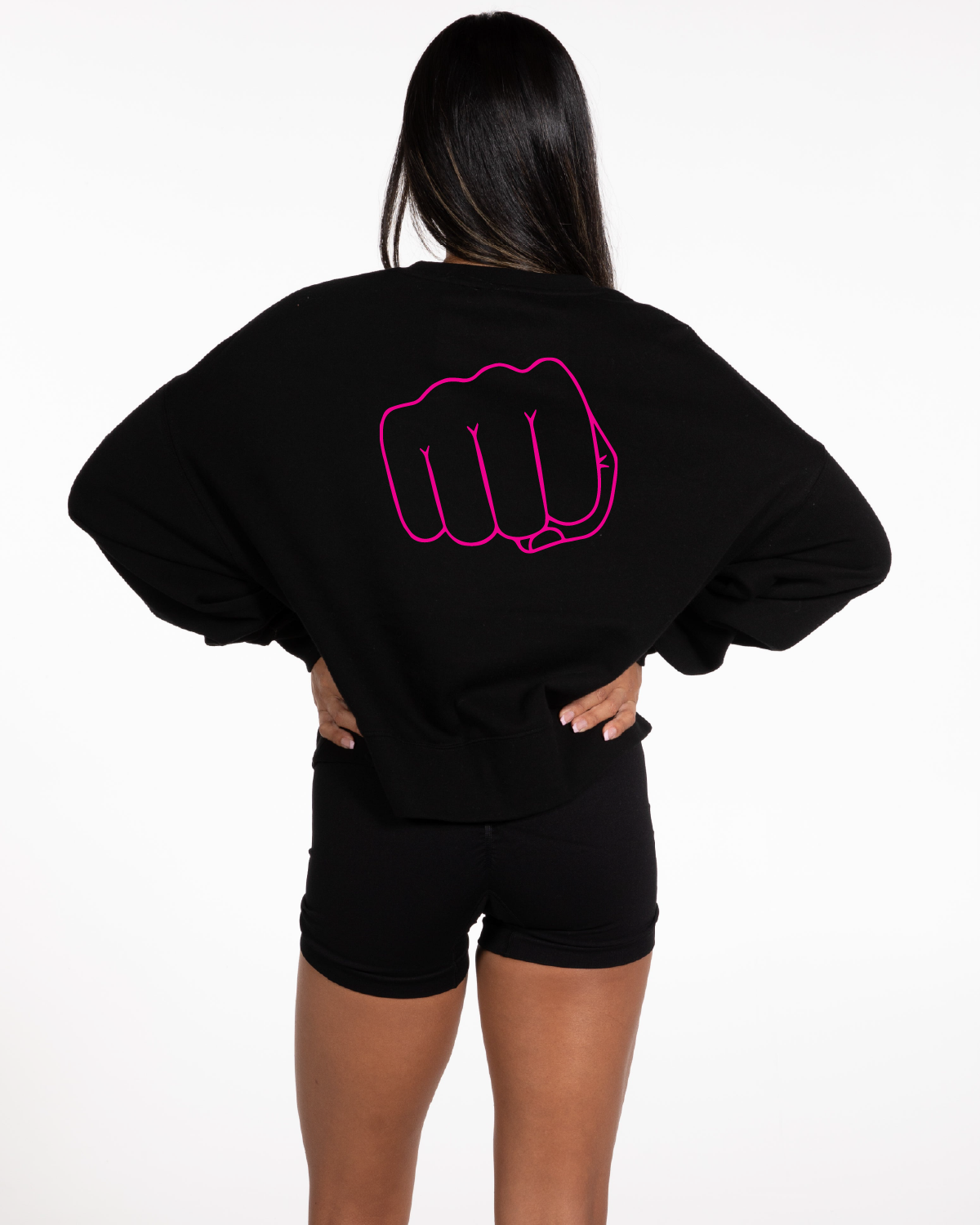 The Oversized Crop - Black - Punch Therapy - Left Chest & Back Center - Pink