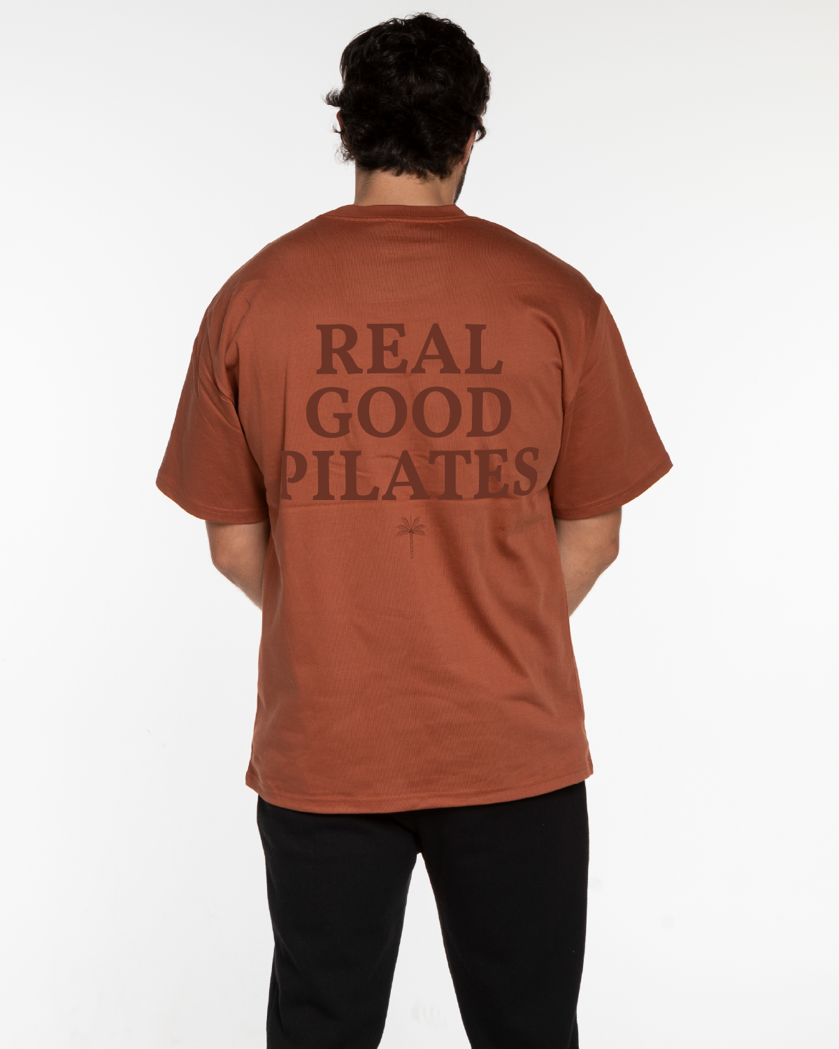 The Mens Heavyweight Tee - Cinnamon - Real Good Pilates - Left Chest "RGP & Center Back Stacked - Printed - Tone on Tone