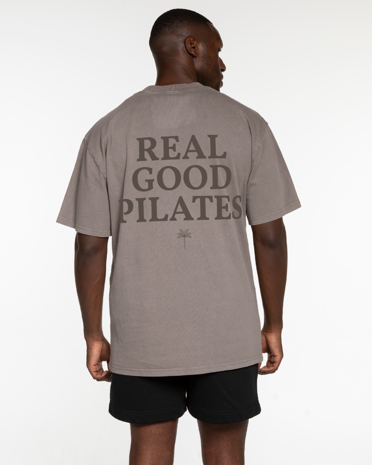 The Mens Heavyweight Tee - Washed Gray - Real Good Pilates - Left Chest "RGP" & Center Back Stacked - Printed - Tone on Tone