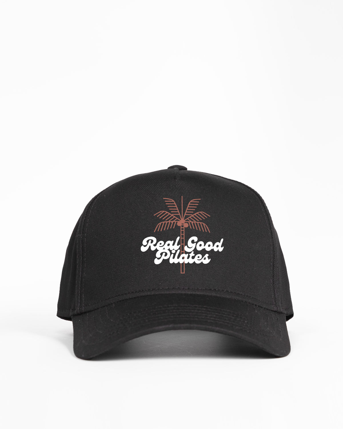 The Canvas Cap - Black - Real Good Pilates - Center Crown Stacked - Printed - Full Color