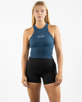 Rush Cycle Studio - The High Neck Racer Tank - Blue