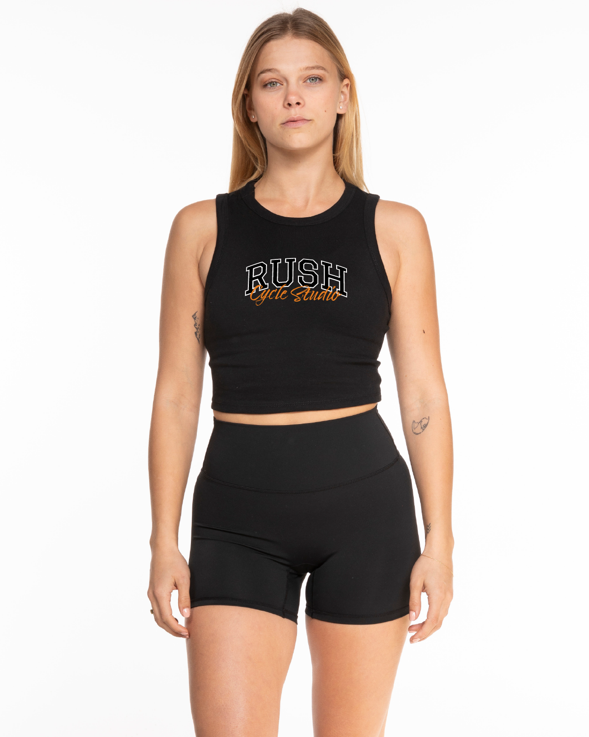 Rush Cycle Studio - The Micro Rib Basic Crop Tank - Black