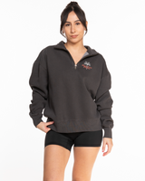 Real Good Pilates - Womens 1/4 Zip - Washed Black