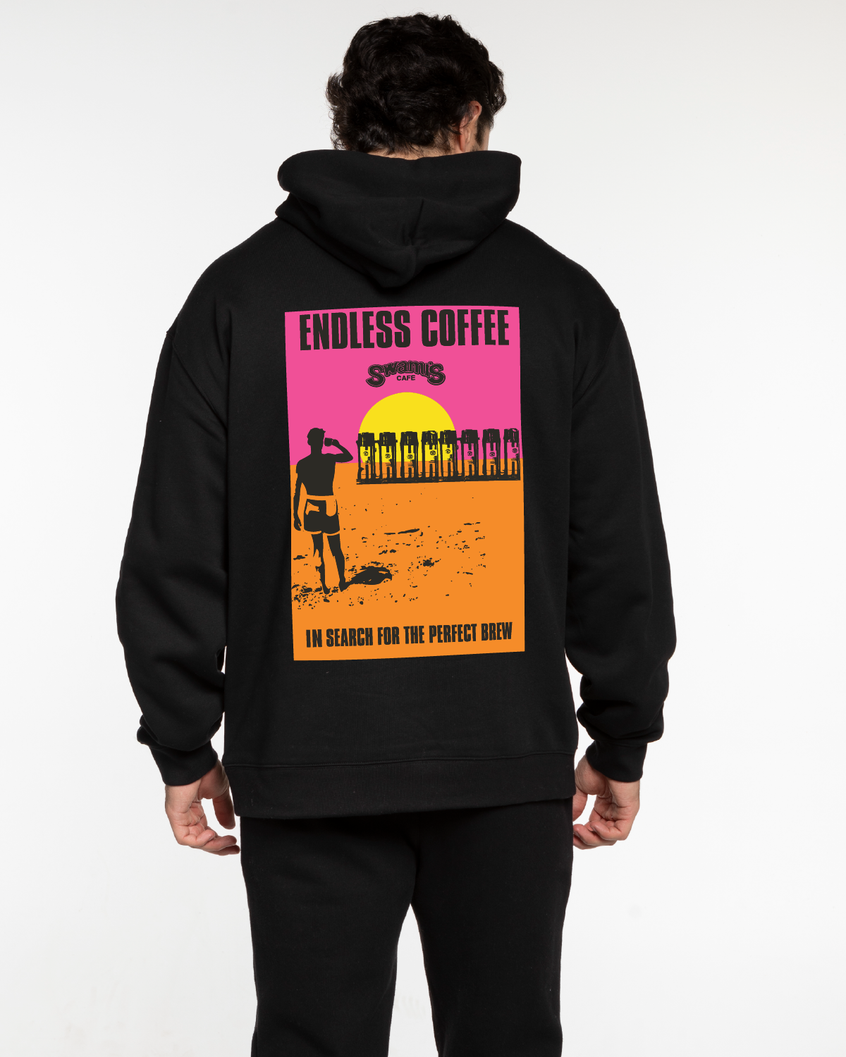 Swamis Endless - The Mens Hoodie - Black - "ENDLESS COFFEE"