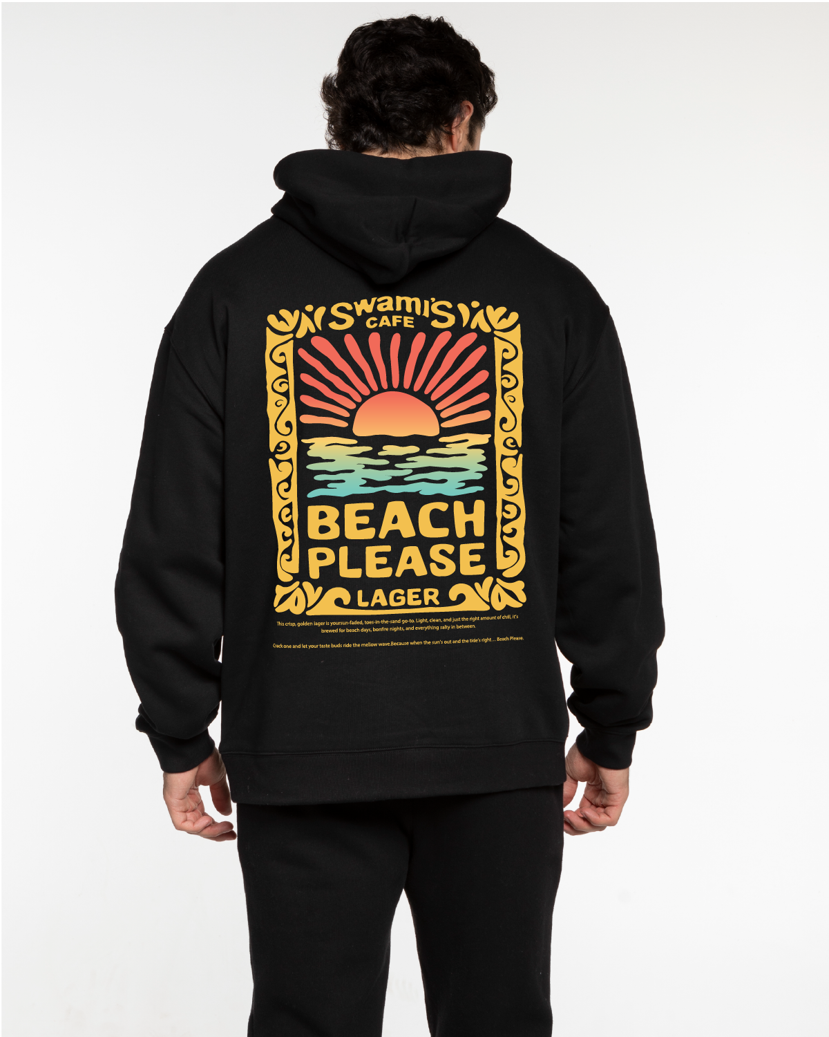 Swamis Endless -The Mens Hoodie - Black - "BEACH PLEASE"