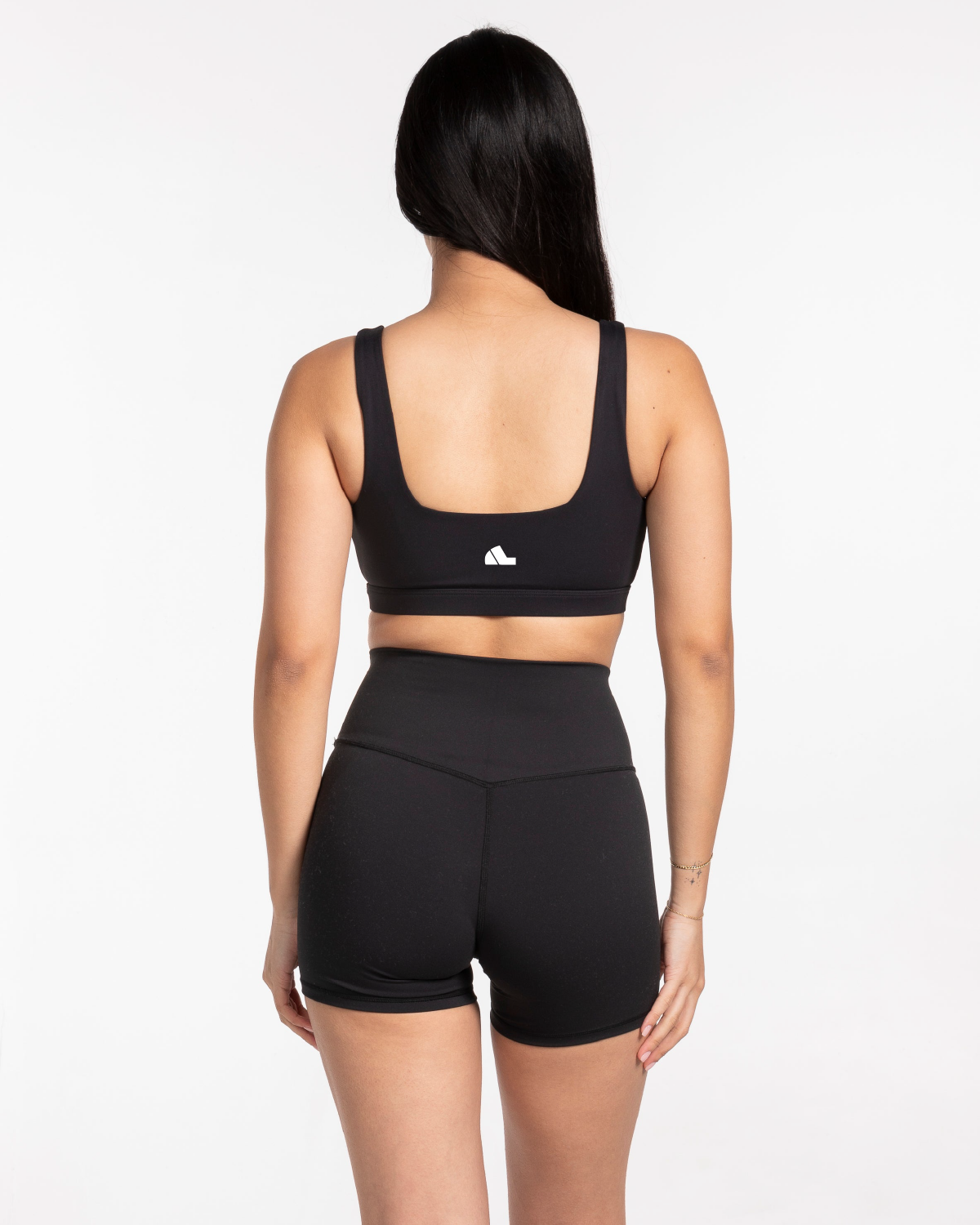 The Box Cut Bra - Black - Team Ariana - Center Chest Text & Back Center Icon - White