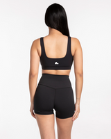 The Box Cut Bra - Black - Team Ariana - Center Chest Text & Back Center Icon - White
