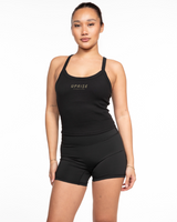 Uprise Hot Yoga - The Micro Rib Strappy Crop Tank - Black