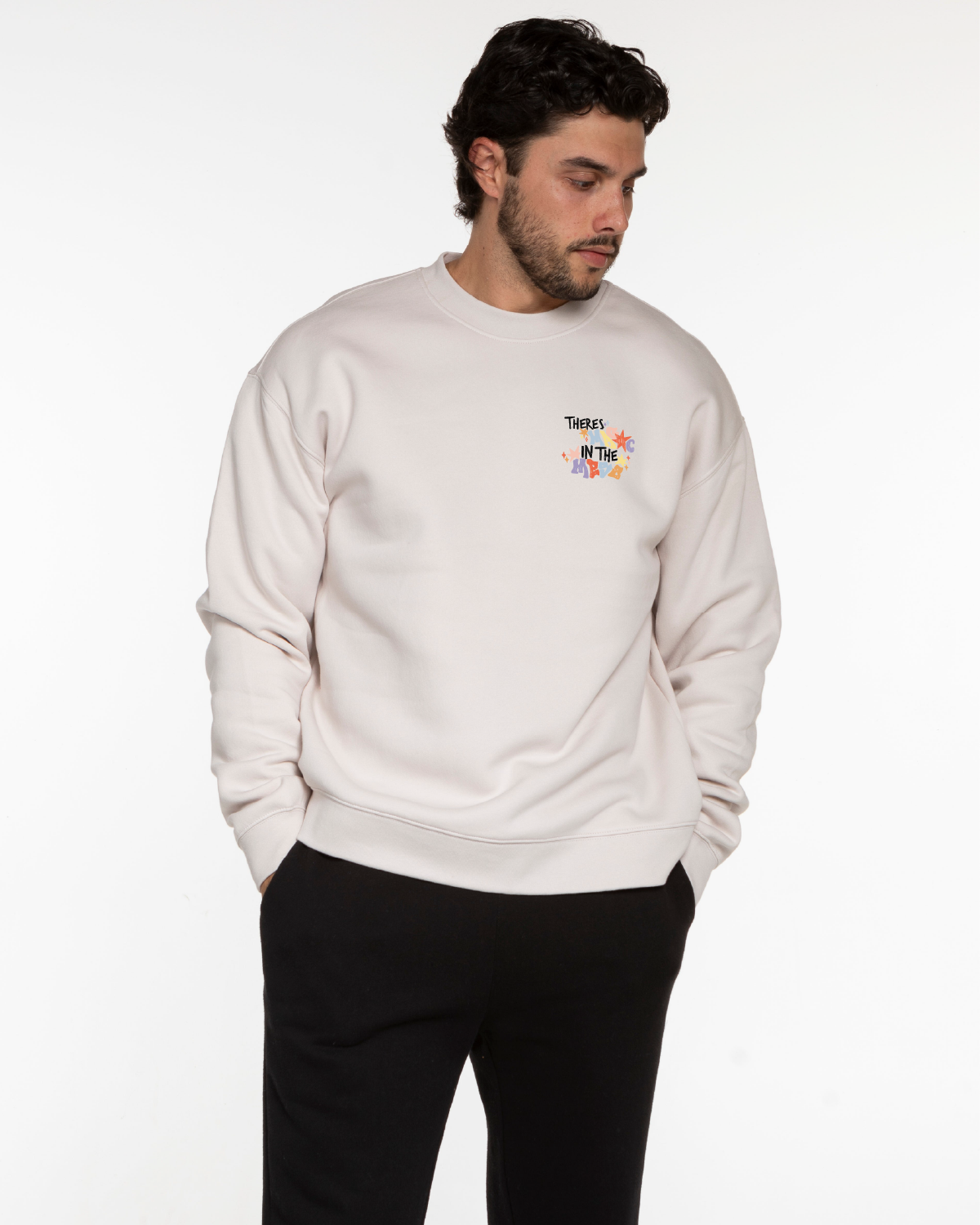 There’s Magic in the Mess Oversized Crewneck - Bone
