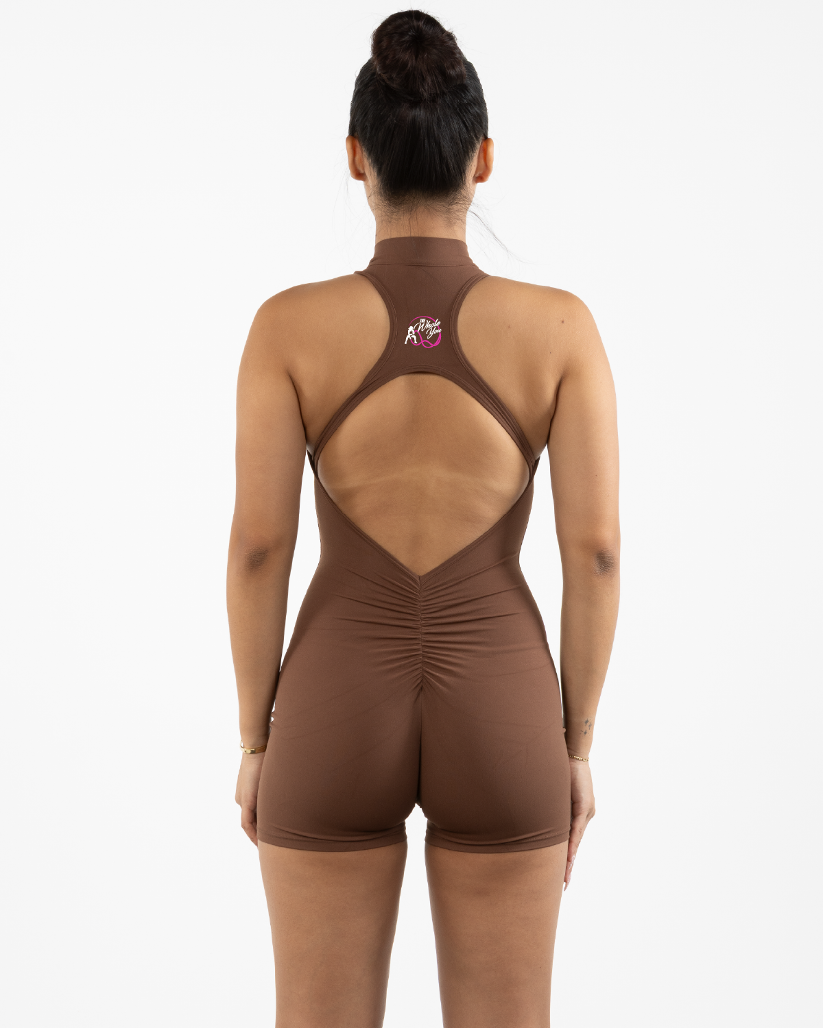 The Whole You Wellness - The High Neck Zip Jumpsuit - Brown
