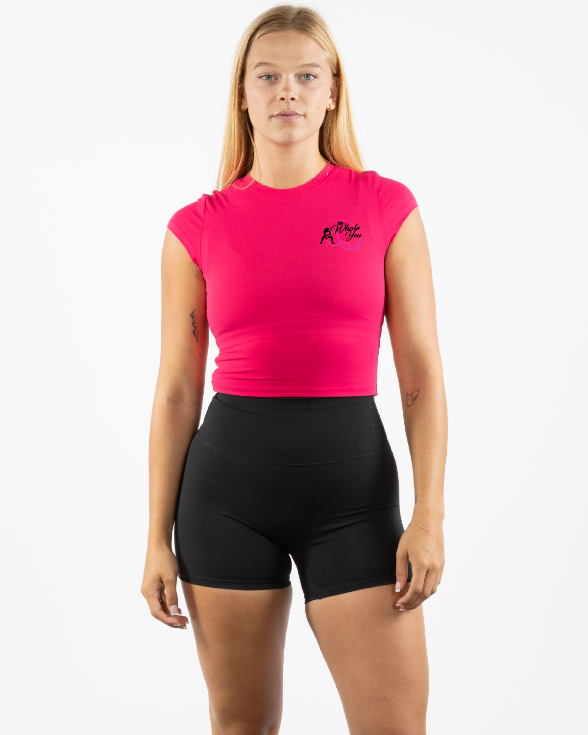 The Whole You Wellness - The Sporty Crop Short Sleeve - Pink