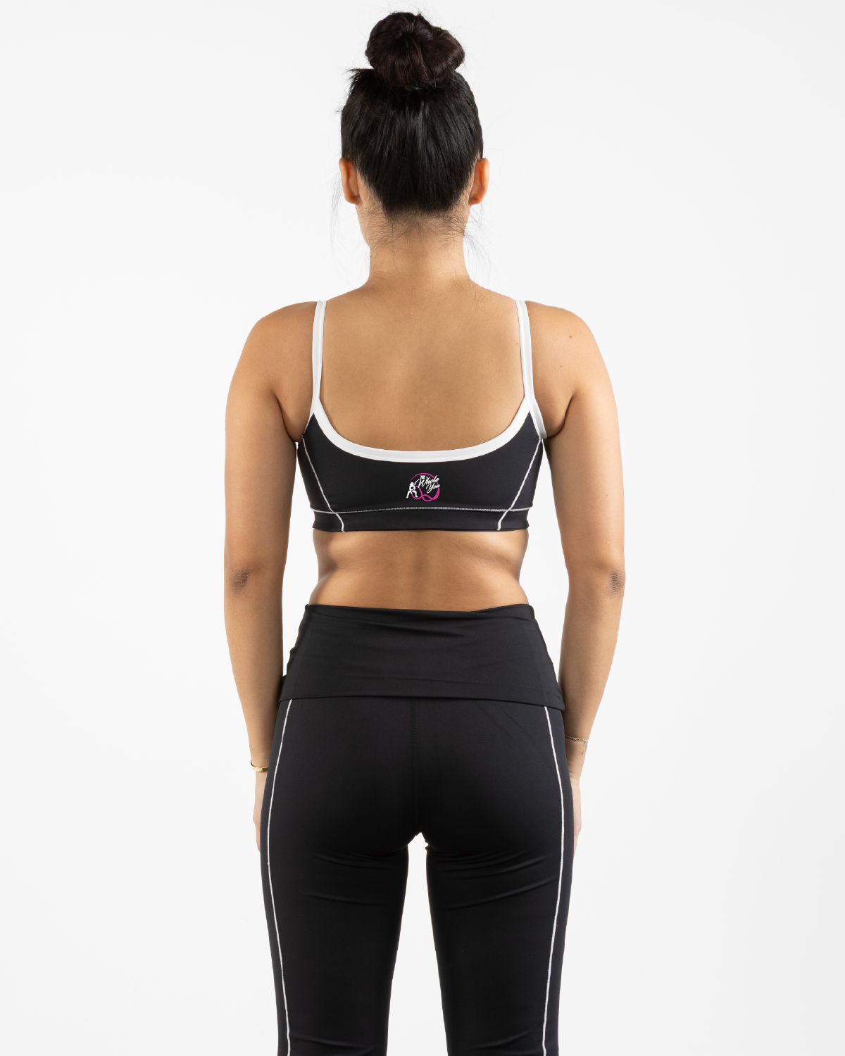The Whole You Wellness - The Piped Scoop Sports Bra - Black
