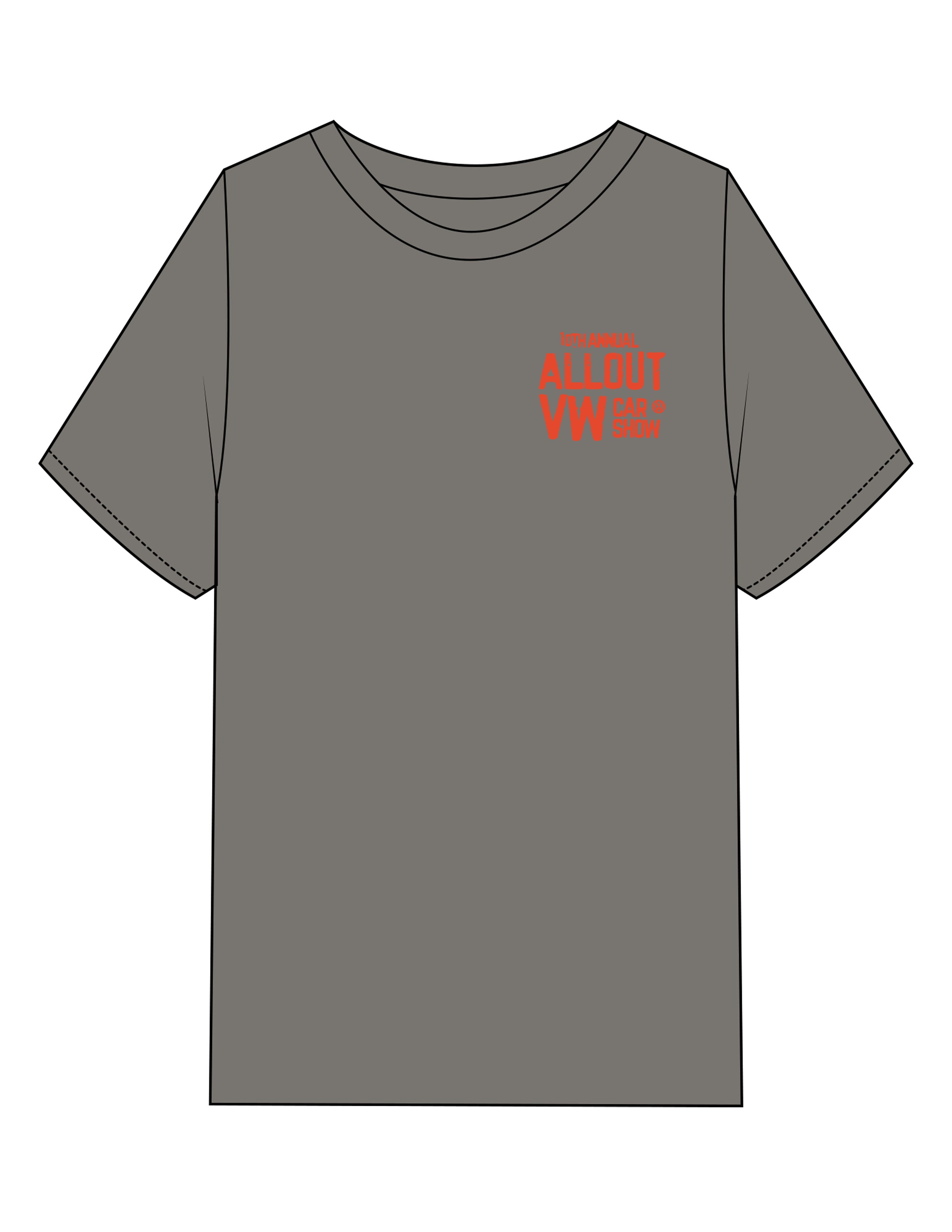 VW Car Show - 10th Annual - The Mens Heavyweight Tee - Washed Gray