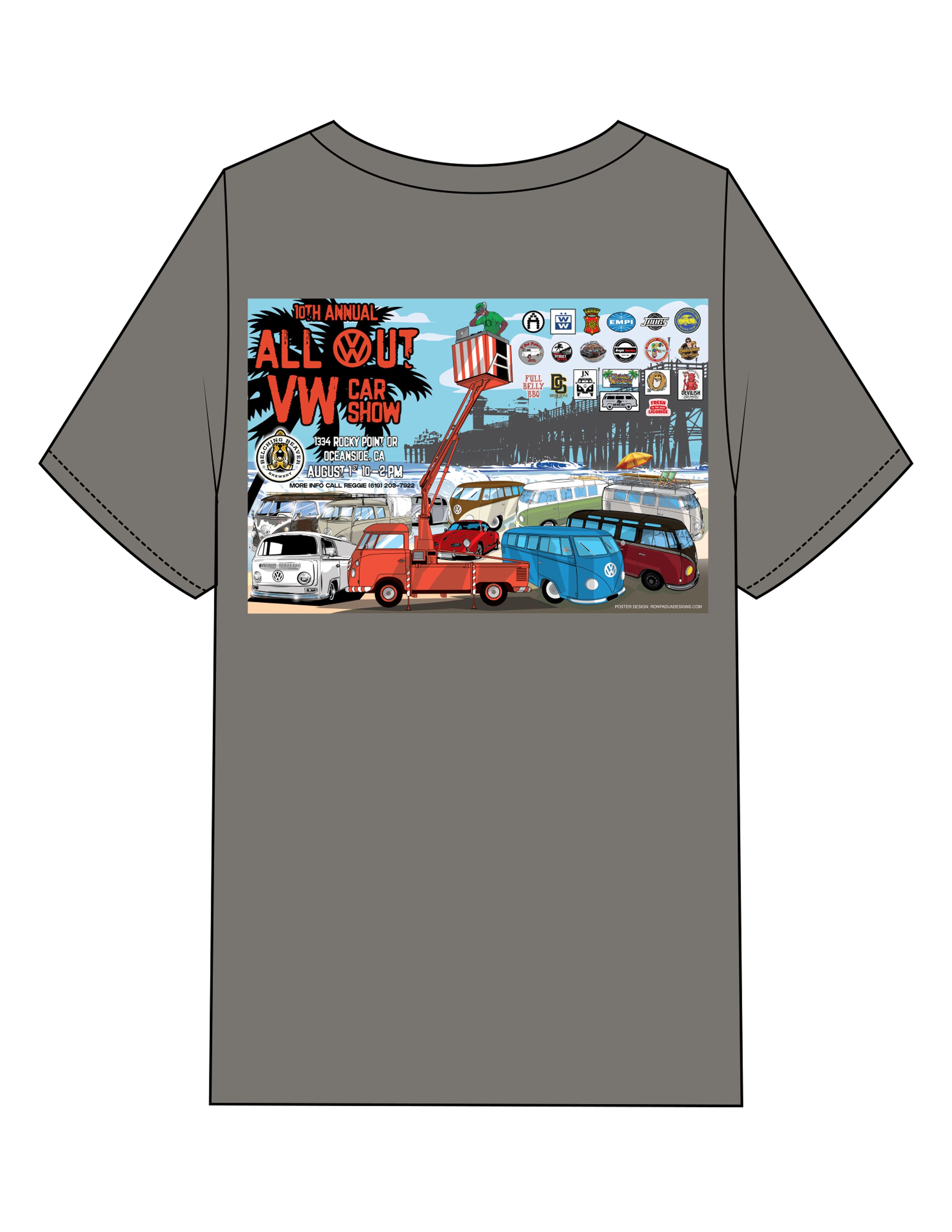 VW Car Show - 10th Annual - The Mens Heavyweight Tee - Washed Gray