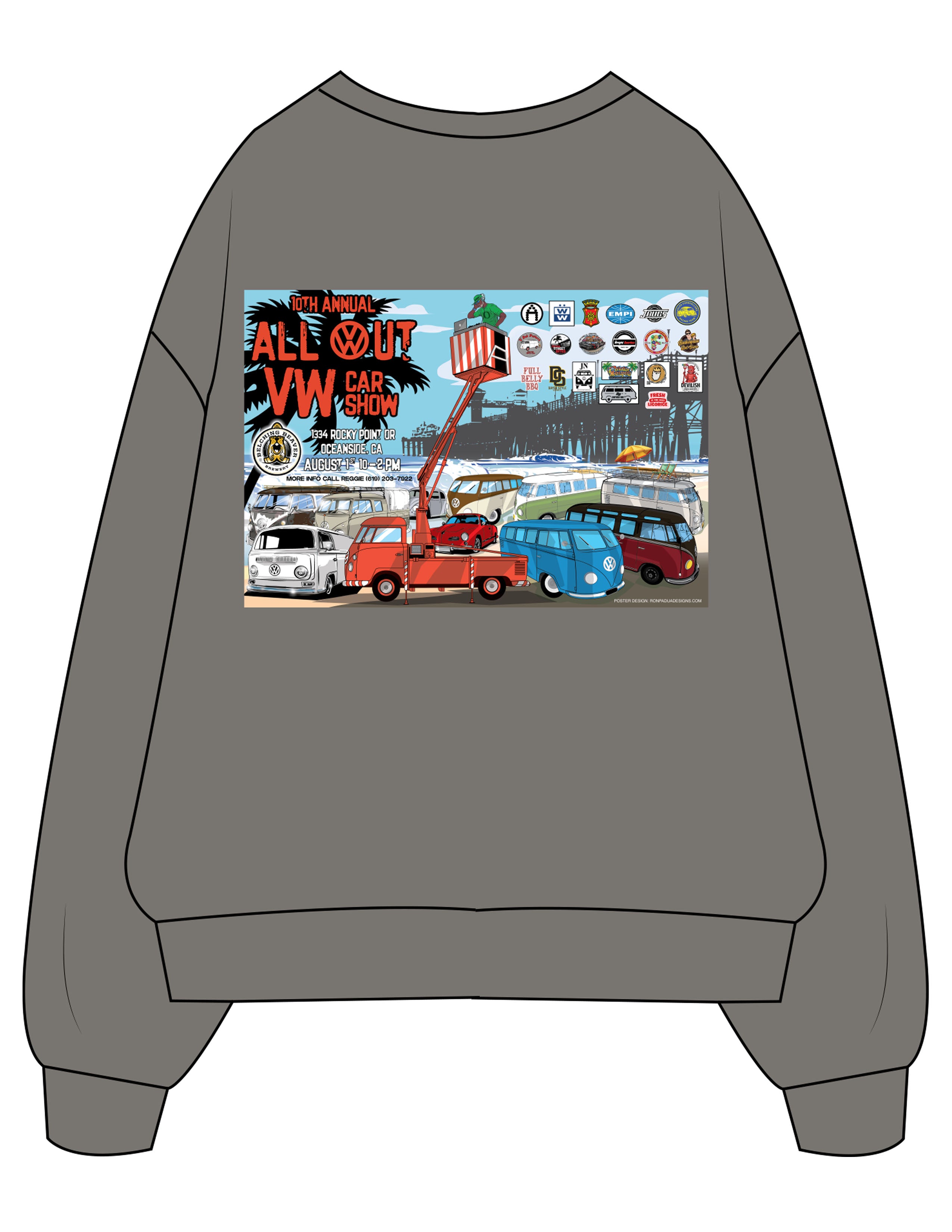 VW Car Show - 10th Annual - The Mens Crewneck - Washed Gray