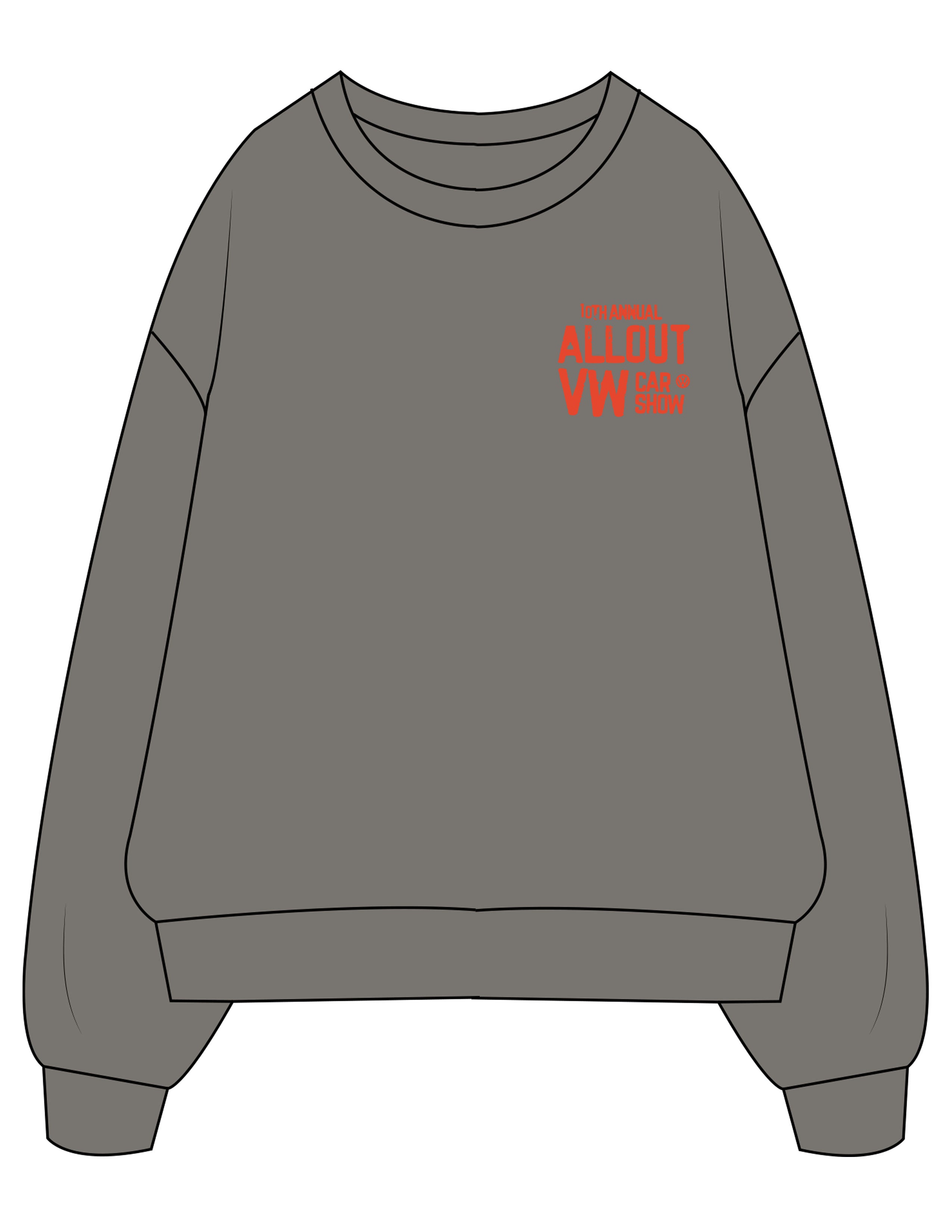 VW Car Show - 10th Annual - The Mens Crewneck - Washed Gray