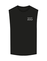 The Muscle Tank - Black - Studio 205 - Left Chest "205" & Back Stacked - Printed - White