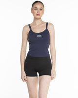 Miss Lymph Micro Rib Strappy Crop Tank - Navy