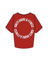 The Crop Tee - Red - Ignite Barre & Fitness - Center Chest & Back Round - Pritned - White