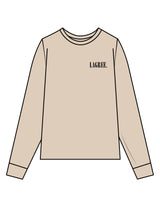 The Mens Heavyweight Long Sleeve - Washed Khaki - Studio 205 - Left Chest "LAGREE" & Back Neckline - Printed - Black