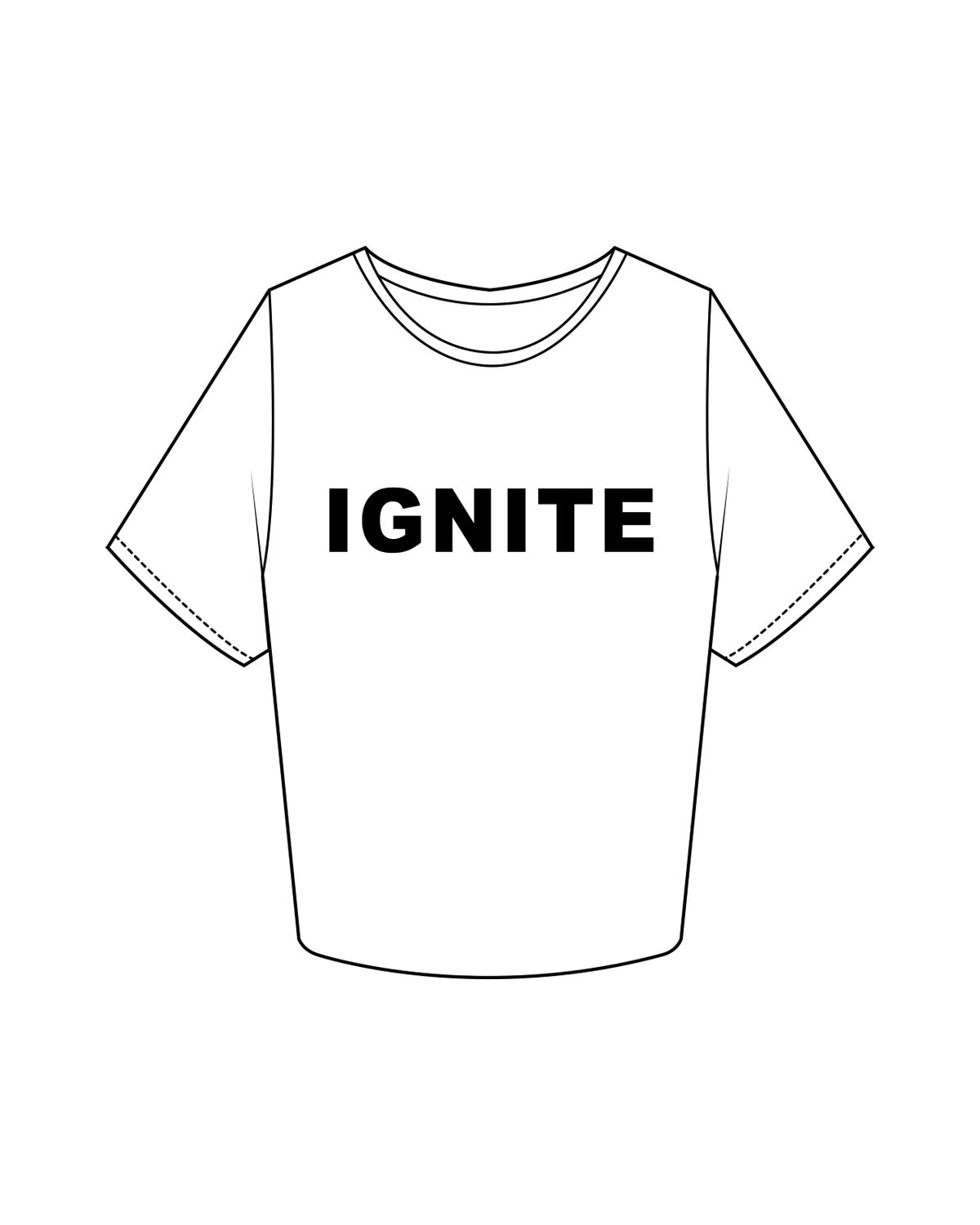 The Crop Tee - White - Ignite Barre & Fitness - Center Chest "IGNITE" - Printed - Black