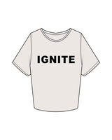 The Crop Tee - Bone - Ignite Barre & Fitness - Center Chest "IGNITE" - Printed - Black