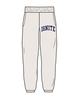 The Womens Sweatpants - Bone - Ignite Barre & Fitness - Left Leg - Printed - Full Color