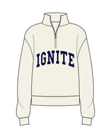 The Womens 1/4 Zip - Off White - Ignite Barre & Fitness - Center Chest Arc - Printed - Full Color