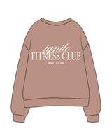 The Womens Crewneck - Clay - Ignite Barre & Fitness - Left Chest Stacked & Back Stacked - Printed - White