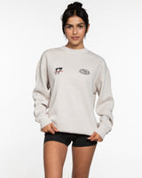 The Mens Crewneck - Washed Bone  - Ethos Racing - Left & Right Chest Center & Back Center Stacked - Full Color