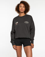 The Mens Crewneck - Washed Black - Ethos Racing - Left & Right Chest Center & Back Center Stacked - Full Color