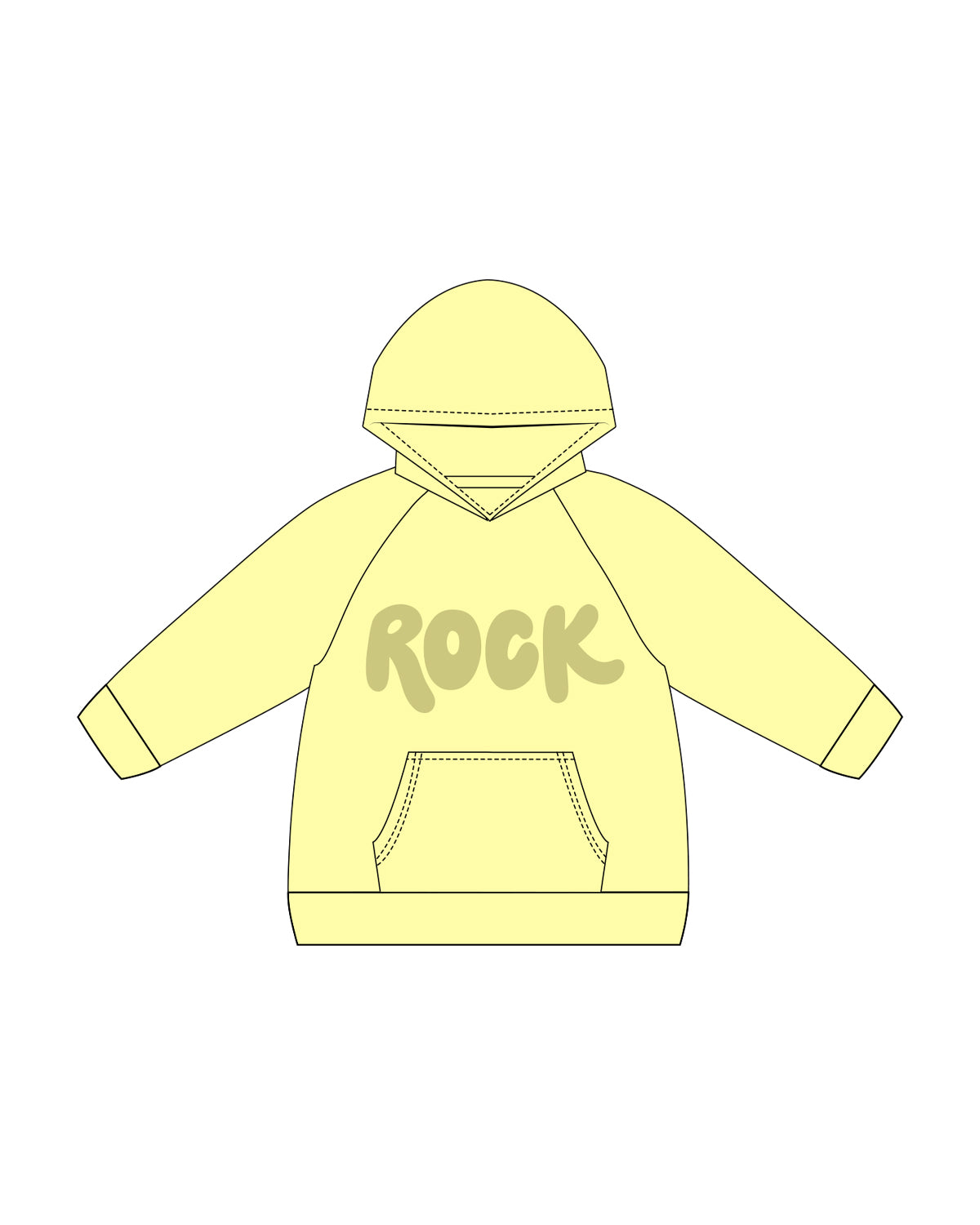 Raising Rock Kids Midweight Hoodie - Washed Yellow