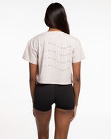 The Crop Tee - Bone - Ethos Wavy - Left Chest & Back Center Stacked - Tone on Tone