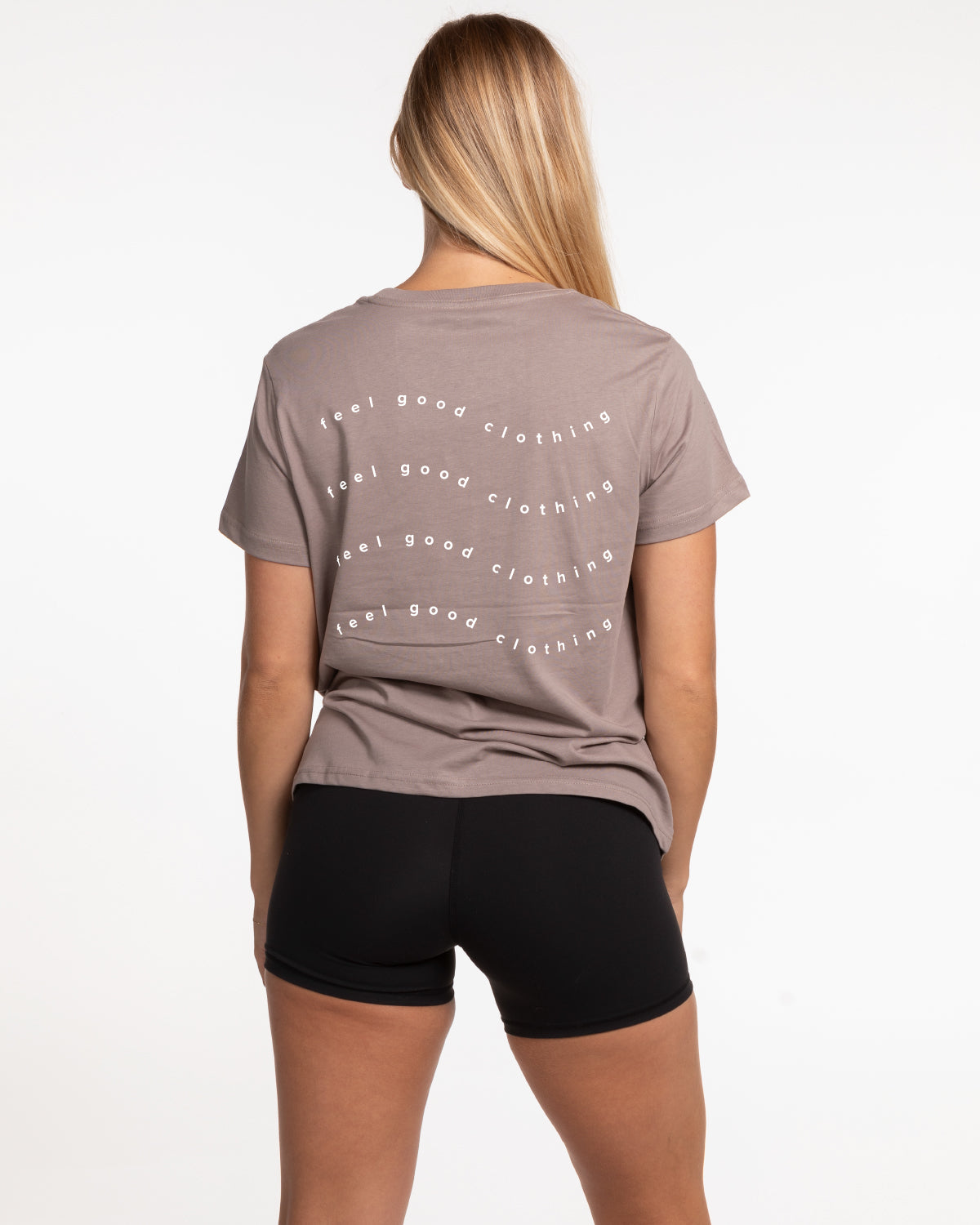 The Womens Tee - Mushroom - Ethos Wavy - Center Chest & Back Center Stacked - White