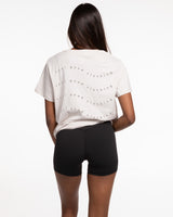 The Womens Tee - Bone - Ethos Wavy - Center Chest & Back Center Stacked - Tone on Tone