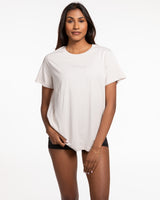 The Womens Tee - Bone - Ethos Wavy - Center Chest & Back Center Stacked - Tone on Tone