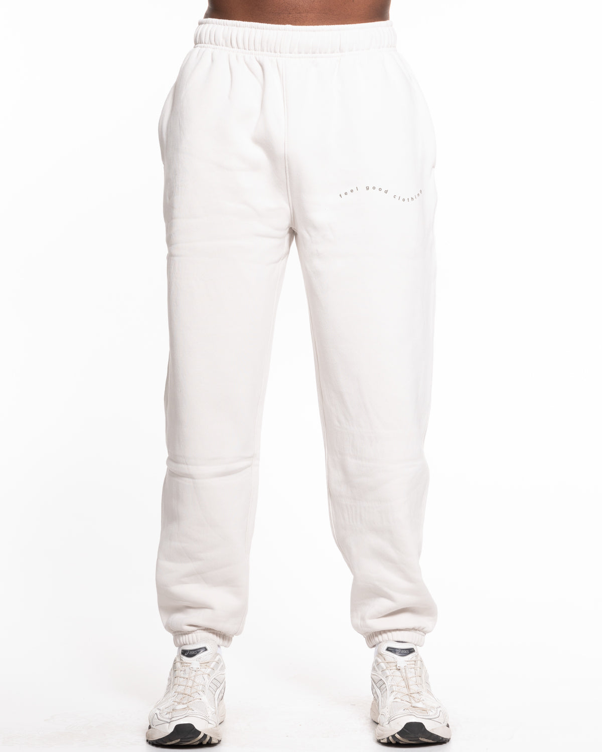 The Mens Straight Leg Sweatpants - Bone - Ethos Wavy - Left Leg Pocket - Tone on Tone