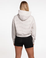 The Womens Crop Crewneck - Bone - Ethos Wavy - Left Chest & Back Center Stacked - Tone on Tone