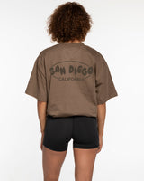 The Mens Heavyweight Tee - Walnut - Ethos Bubble - Left Chest & Back Center - Tone on Tone