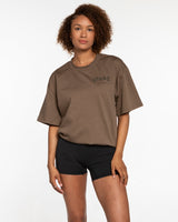 The Mens Heavyweight Tee - Walnut - Ethos Bubble - Left Chest & Back Center - Tone on Tone