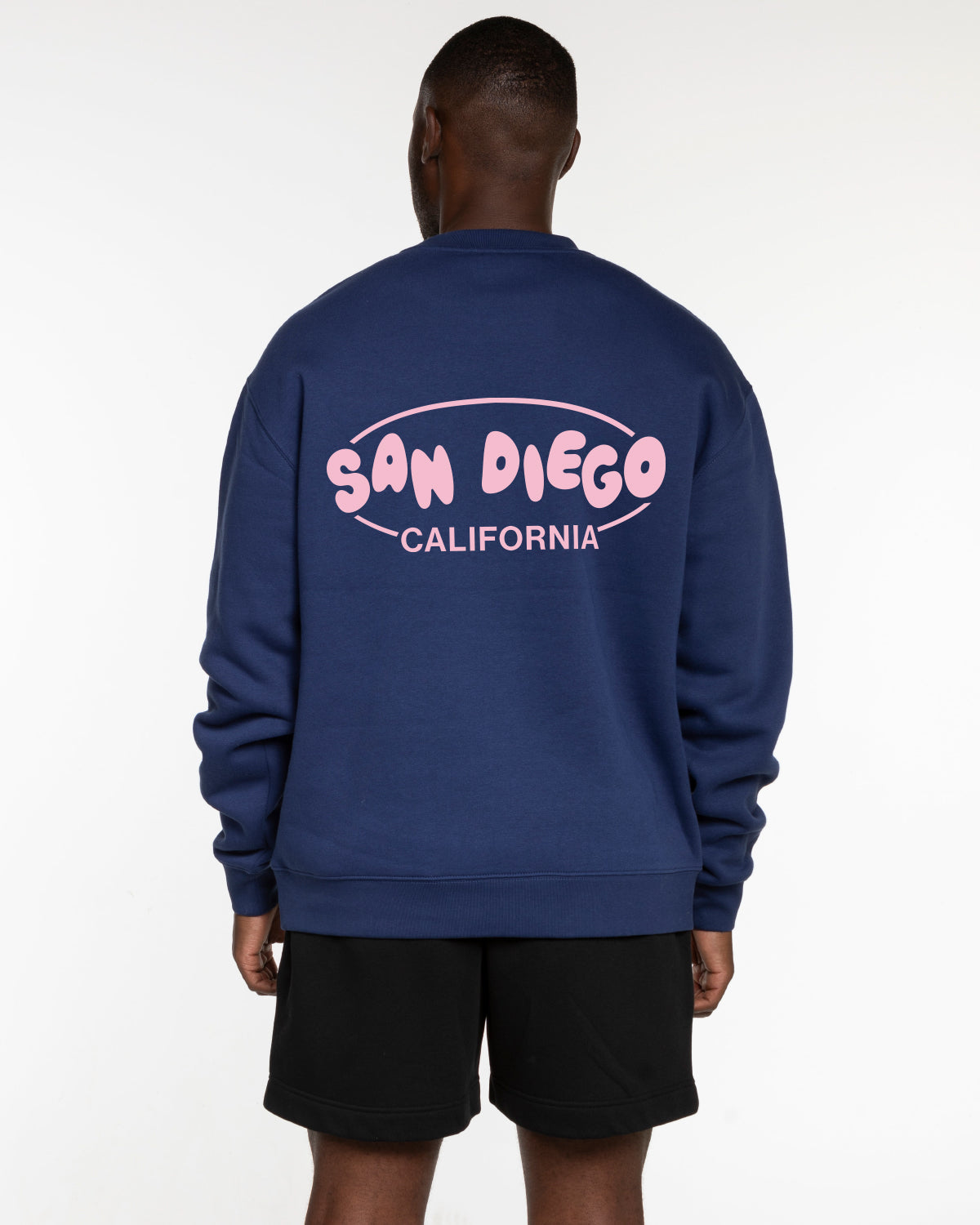 The Mens Crewneck - Cobalt - Ethos Bubble - Left Chest & Back Center - Pink