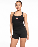 Uprise Hot Yoga - The Micro Rib Strappy Crop Tank - Black