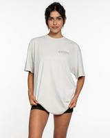 The Mens Heavyweight Tee - Washed Bone - Odyssey - Left Chest Stacked & Back Center Stacked - Tone on Tone