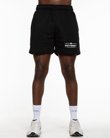 The Mens Sweat Shorts - Black - Odyssey - Left Bottom Leg - White